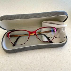Scott Harris cat eye full rim eyeglasses/sunglasses frames red/ metal.